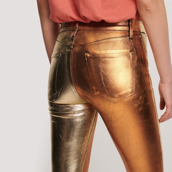 J Brand high shine gold high rise skinny jeans - Picture 5 of 11